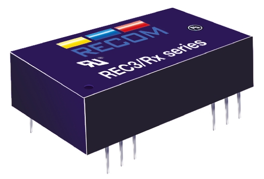 Recom REC3 DC-DC Converter, ±15V dc/ ±100mA Output, 9 → 36 V dc Input, 3W, Through Hole, +85°C Max Temp -40°C
