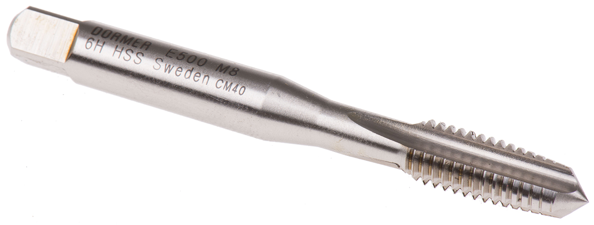 Dormer Threading Tap HSS 1-Piece 1.25mm Pitch Metric Standard Machine Tap M8 Thread