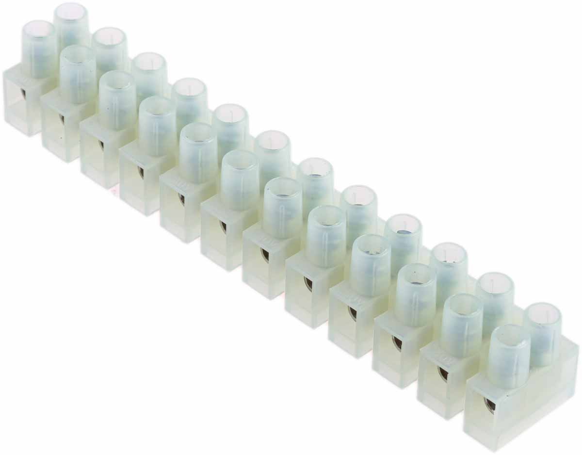 RS PRO Non-Fused Terminal Block, 12-Way, 24A, 2.5 mm² Wire, Screw Down Termination