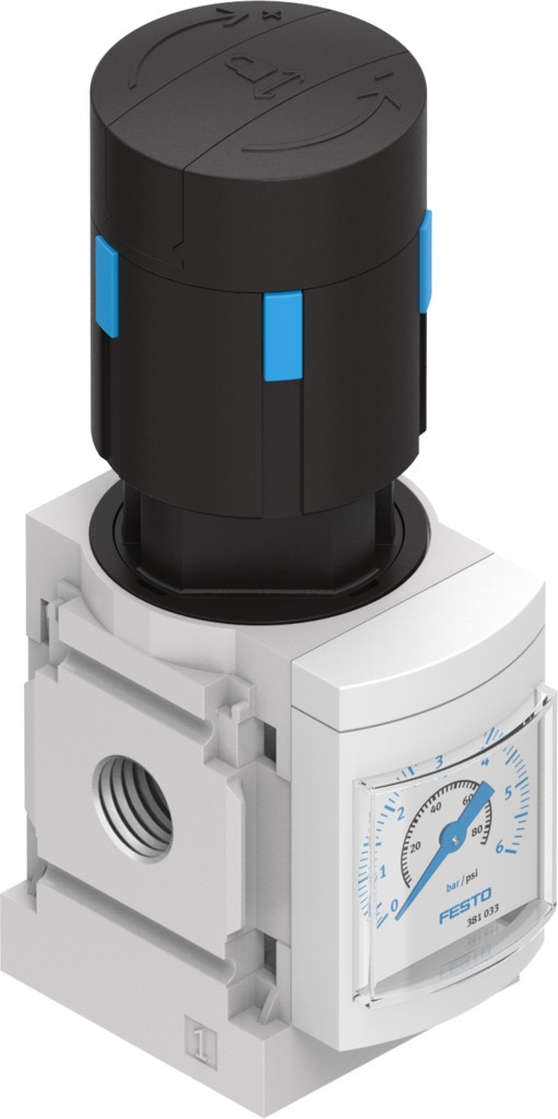 Festo G 1/4 Pneumatic Regulator - 0.3bar to 7bar, 14bar max. input, 529418