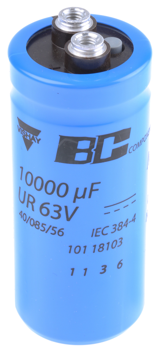 Vishay 10000μF Aluminium Electrolytic Capacitor 63V dc, Screw Terminal - MAL210118103E3