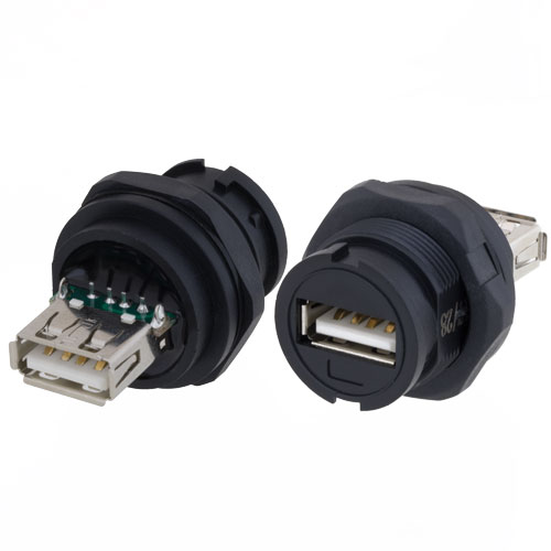 L-Com Straight, Panel Mount, Plug- Single Port Type Type A 2 IP67 USB Connector