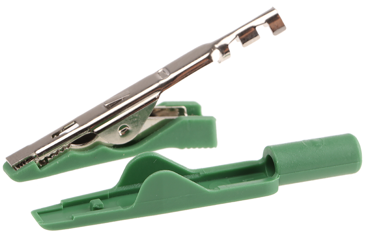 Hirschmann Test & Measurement Crocodile Clip, Brass, Bronze Contact, 8A, Green