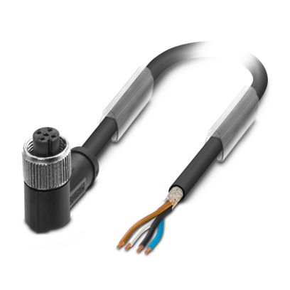 Phoenix Contact 4 way Free Cable End to Female 4 way Angled Socket M12 Sensor Actuator Cable, 15 m