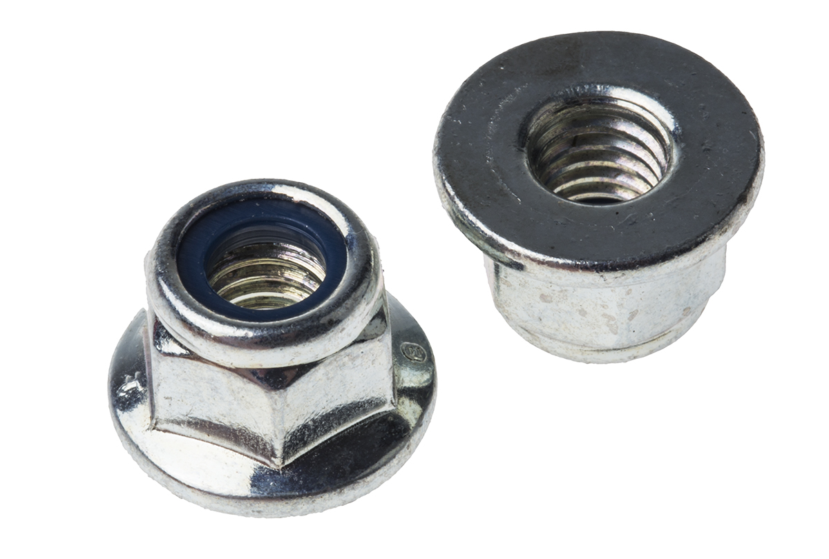 RS PRO, Bright Zinc Plated Steel Lock Nut, DIN 6926, M6