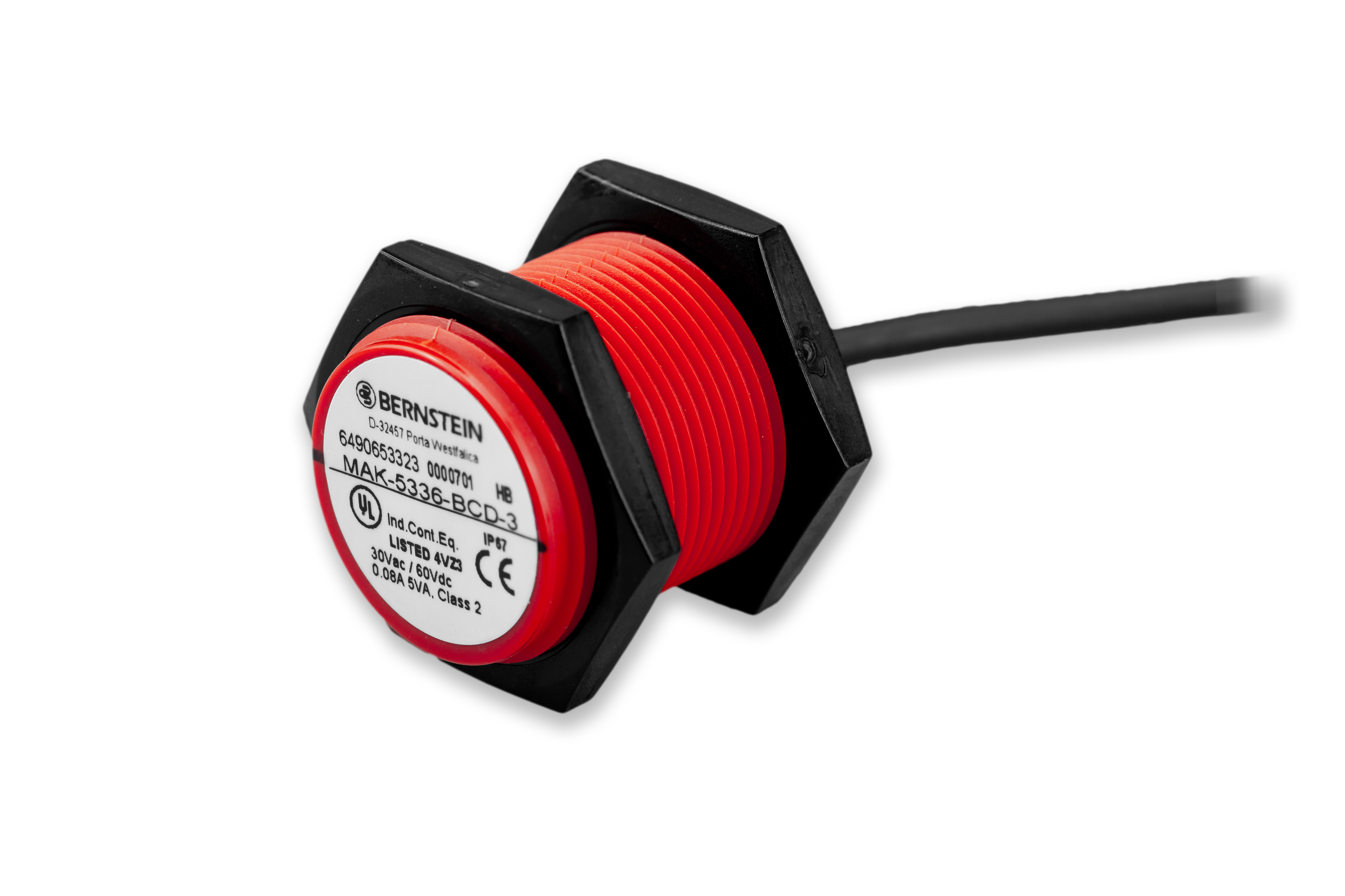 Bernstein AG MA-53 Series Magnetic Non-Contact Safety Switch, 170V dc, Nylon 6 Housing, 3m Cable