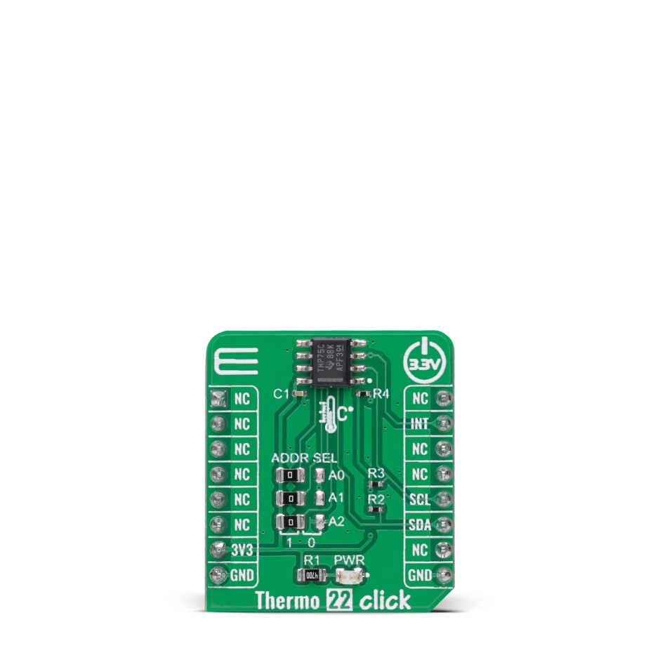 MikroElektronika Thermo 22 Click Temperature Sensor Add On Board for TMP75C mikroBUS Socket