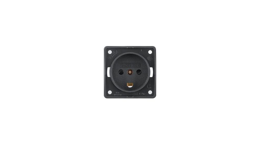 Berker 862 Black Plug Socket, 13A, Type K - Danish