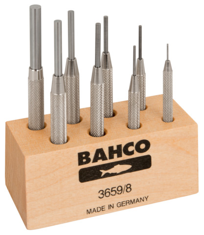 Bahco 8-Piece Punch Set, 0.9 mm, 1.4 mm, 1.8 mm, 2.4 mm, 2.8 mm, 3.4 mm, 3.9 mm, 6 mm Shank, 75 mm, 85 mm, 90 mm, 95