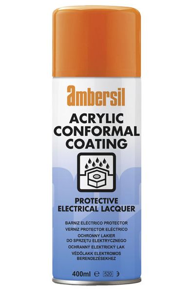 Ambersil Transparent Acrylic Resin Conformal Coating, 400 ml Aerosol, -40°C min, +60°C max