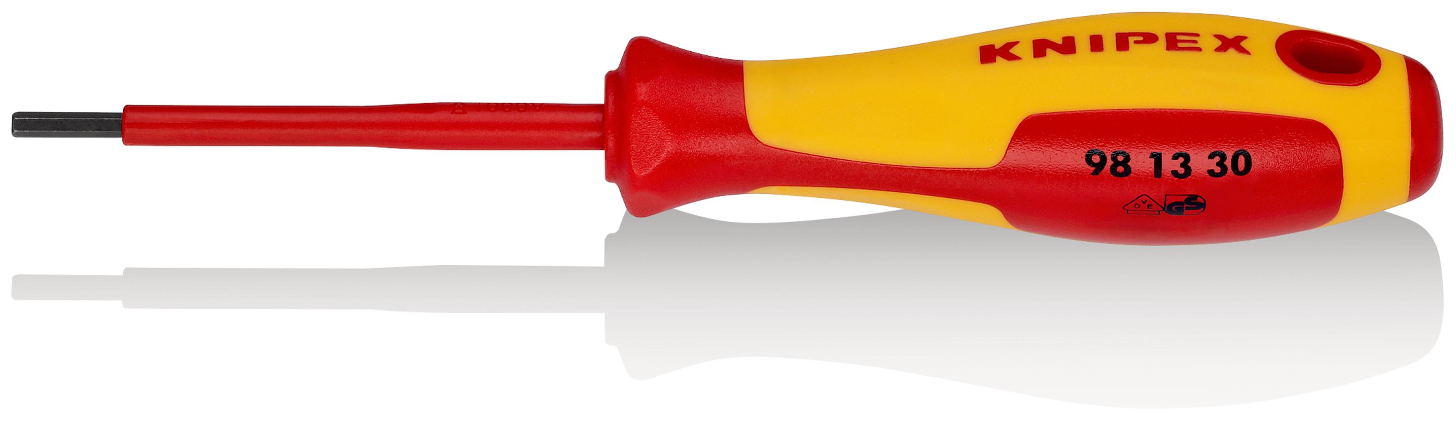 Knipex Hexagon Insulated Screwdriver, 3 mm Tip, 75 mm Blade, VDE/1000V, 182 mm Overall