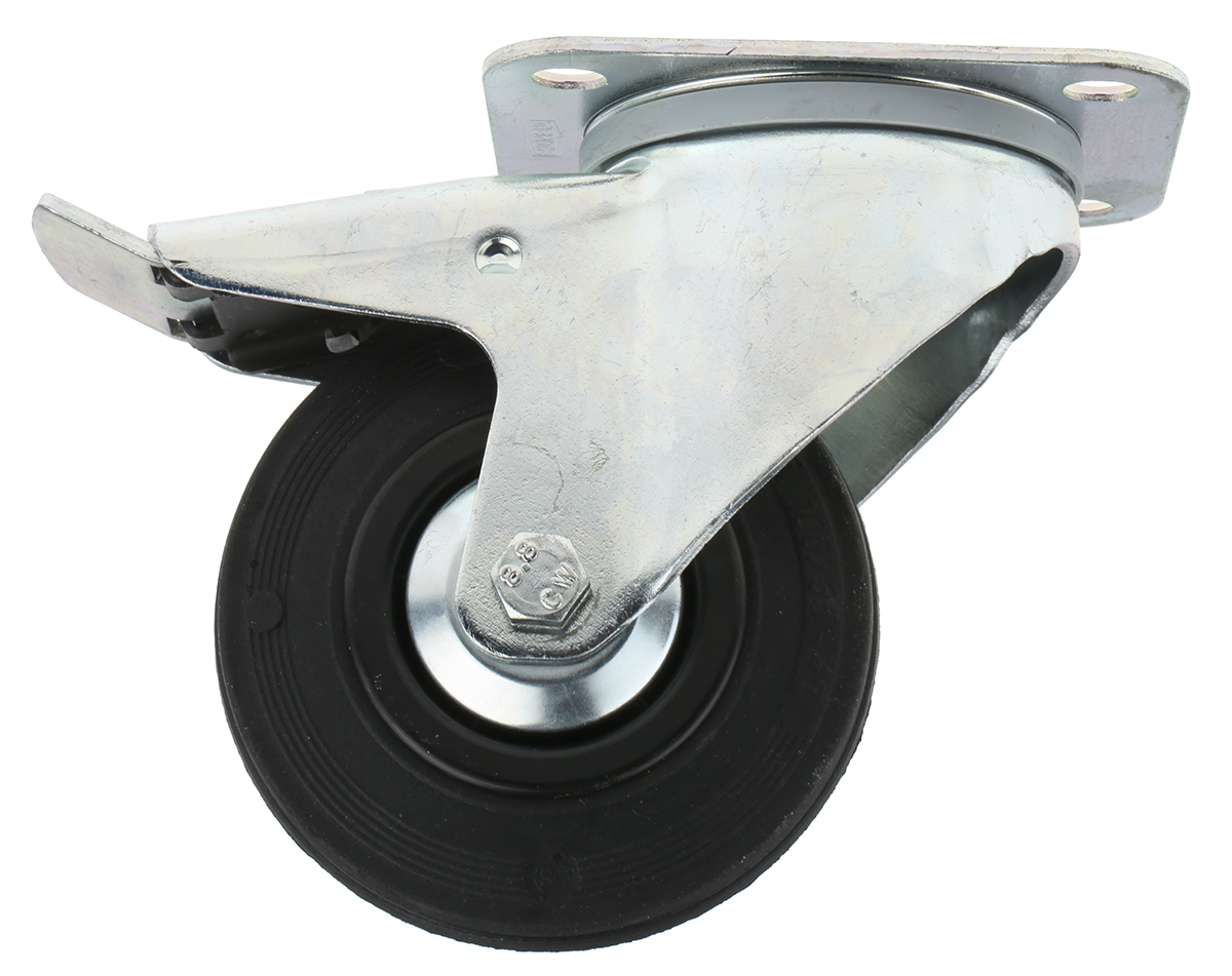 Tente Braked Swivel Castor Wheel, 75kg Capacity, 100mm Wheel