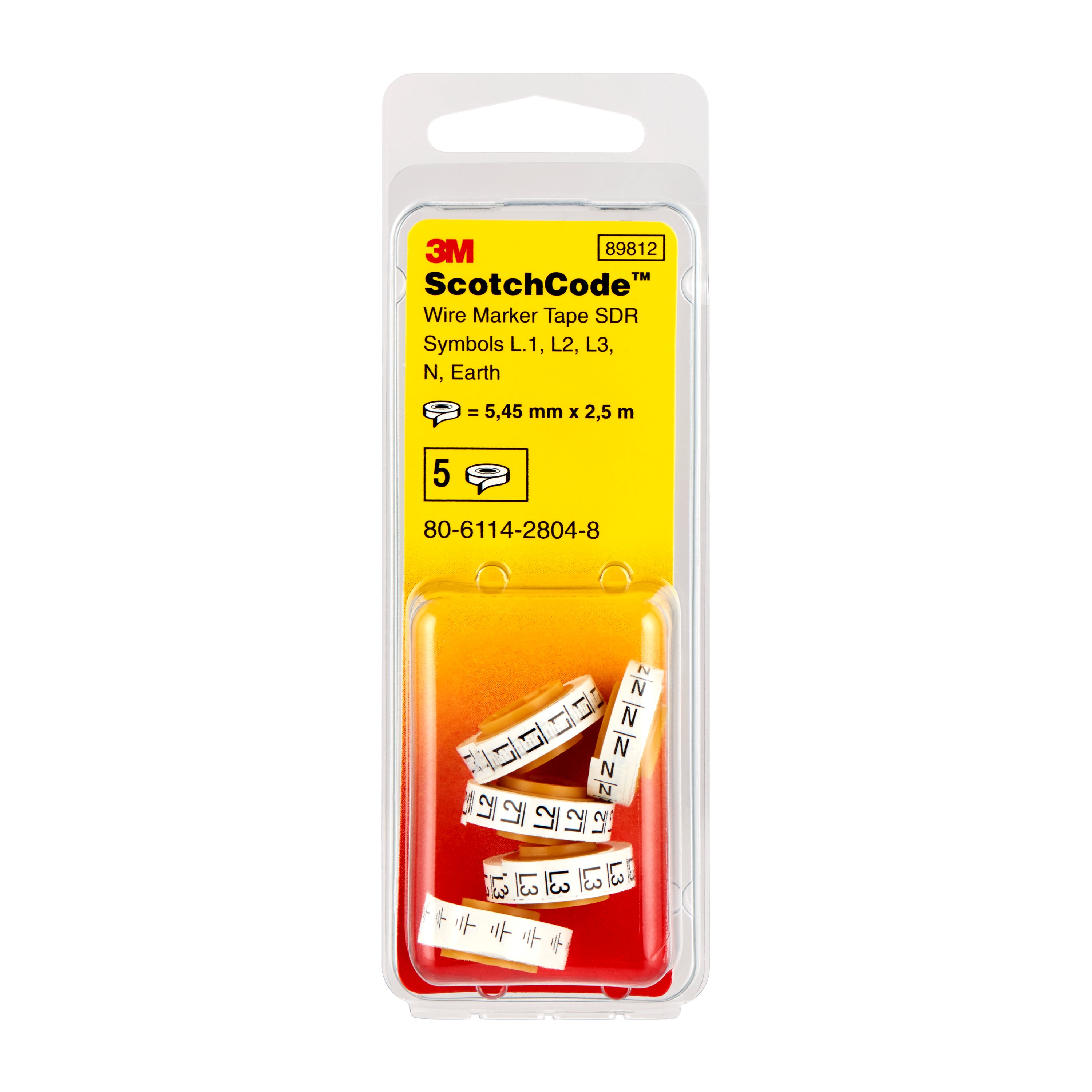 3M SDR Adhesive Write On Cable Marker Refill, Black, Pre-printed "L1", 2.3 → 3.7mm Cable, for Marking Wire And