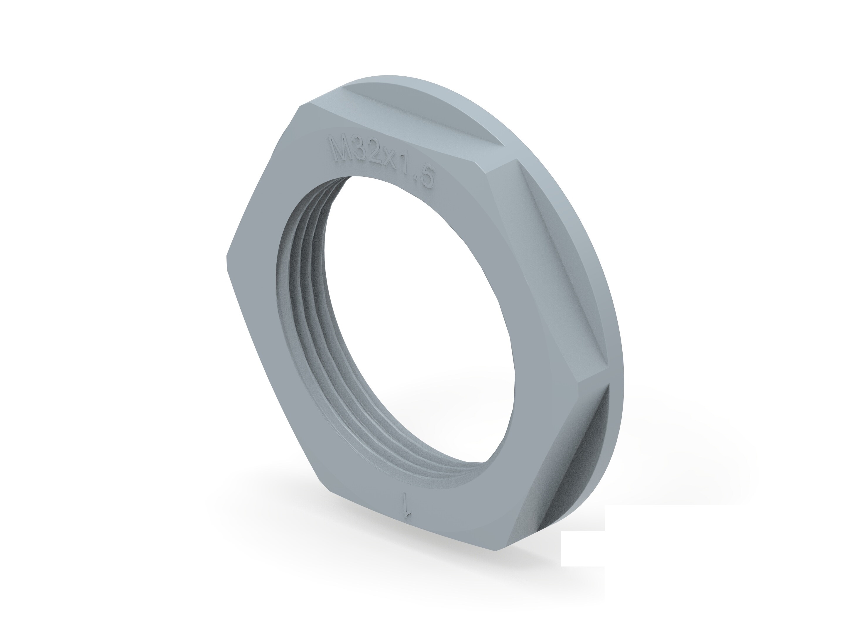 Grey UL 94 V2 PA 6 Cable Gland Locknut, M32 Thread