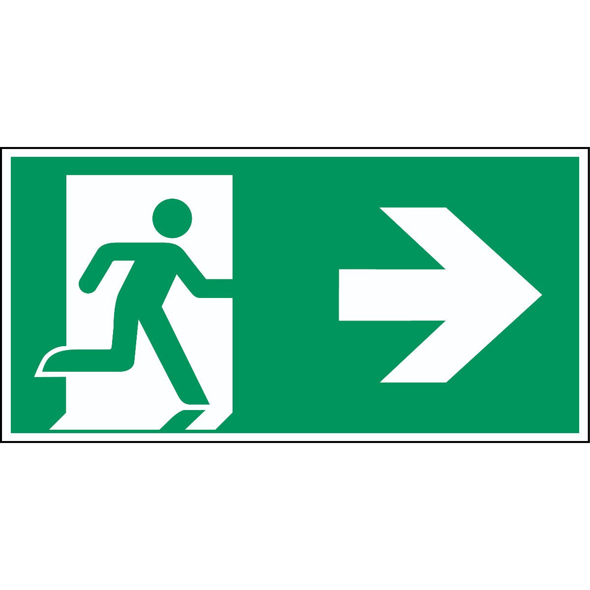 Polyester Emergency Exit Right, None,  With Pictogram Only, Exit Sign