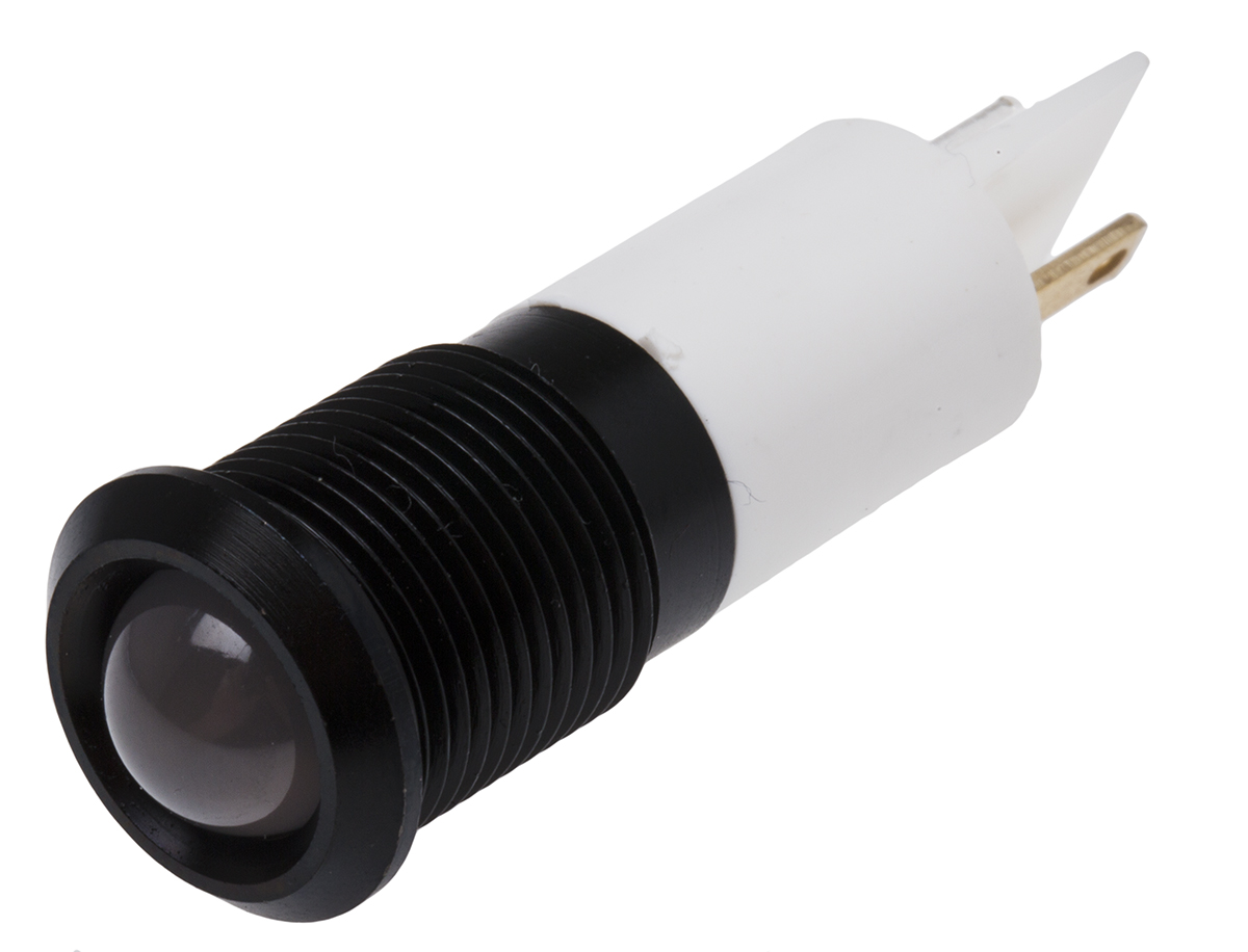 RS PRO White Panel Mount Indicator, 220V ac, 14mm Mounting Hole Size, Faston, Solder Lug Termination, IP67