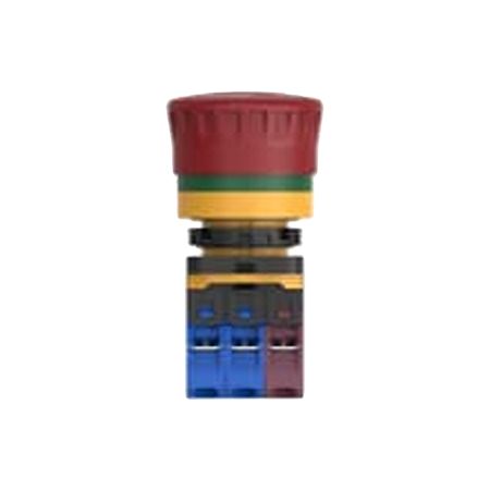 TE Connectivity PBES22 Series Emergency Stop Push Button, Panel Mount, 22.3mm Cutout, 2NO + 1NC, IP20, IP65