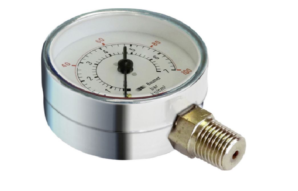 Bourdon NPT 1/4 Analogue Pressure Gauge 11bar Bottom Entry 50mm Outside Diameter