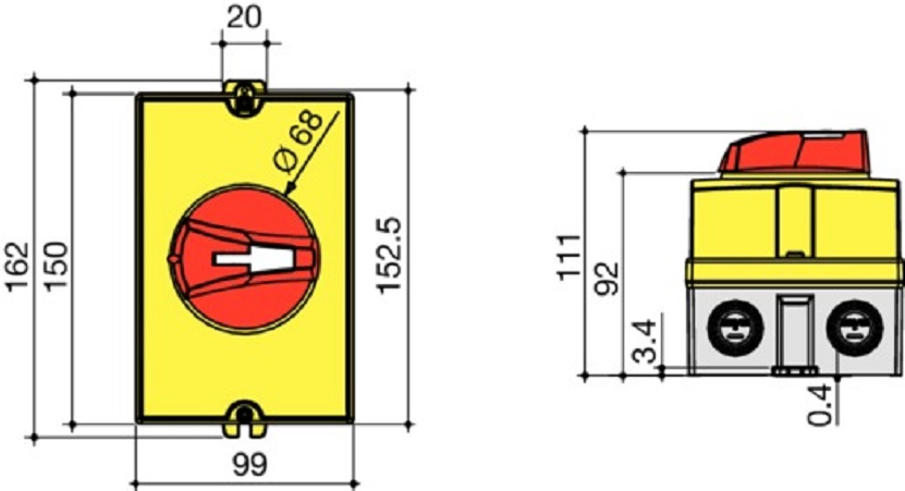 Socomec 3P Pole Wall Mount Switch Disconnector - 40A Maximum Current, IP65