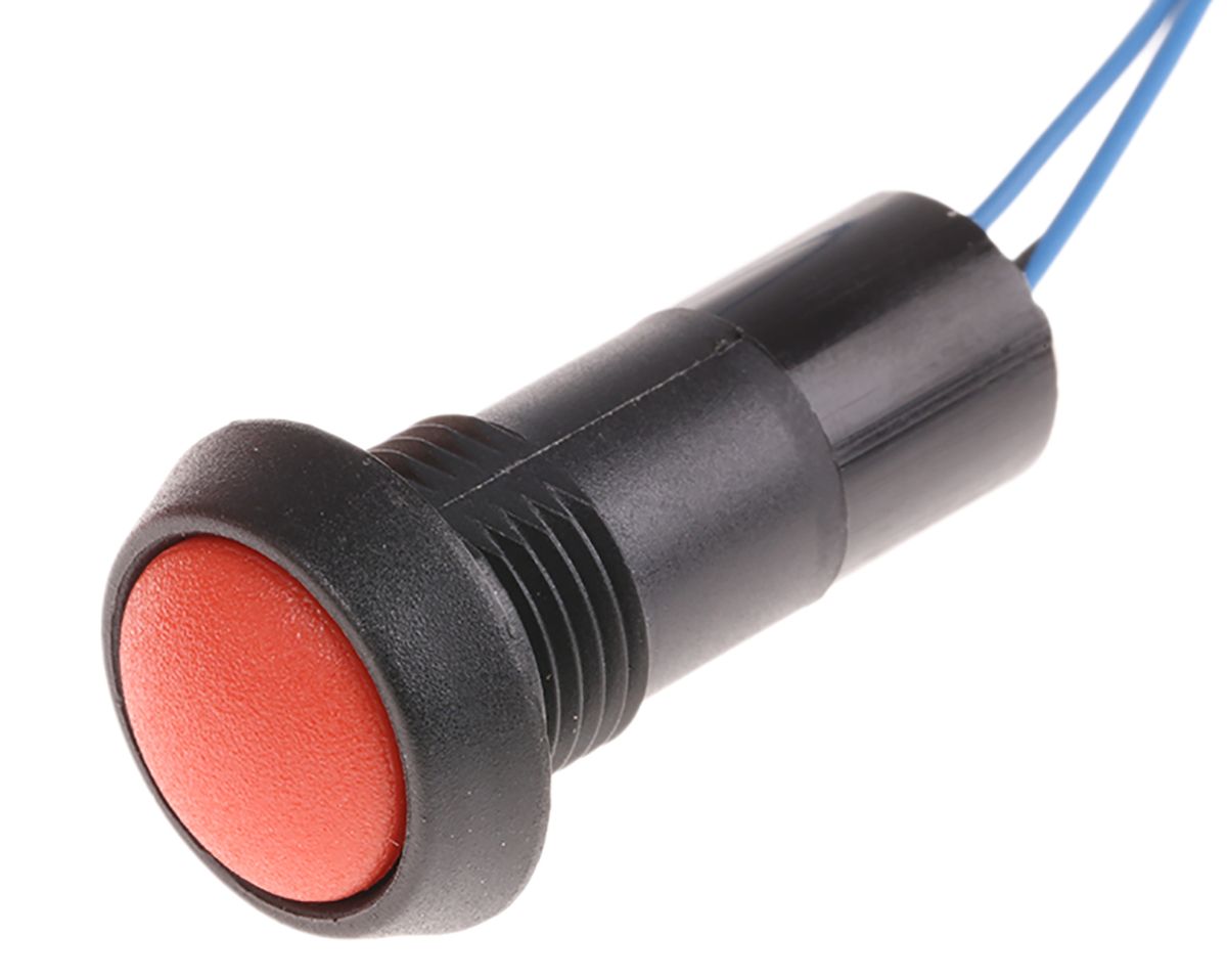 ITW Switches 59 Series Miniature Push Button Switch, Momentary, Panel Mount, 13.65mm Cutout, SPST, Clear LED, 125V ac,