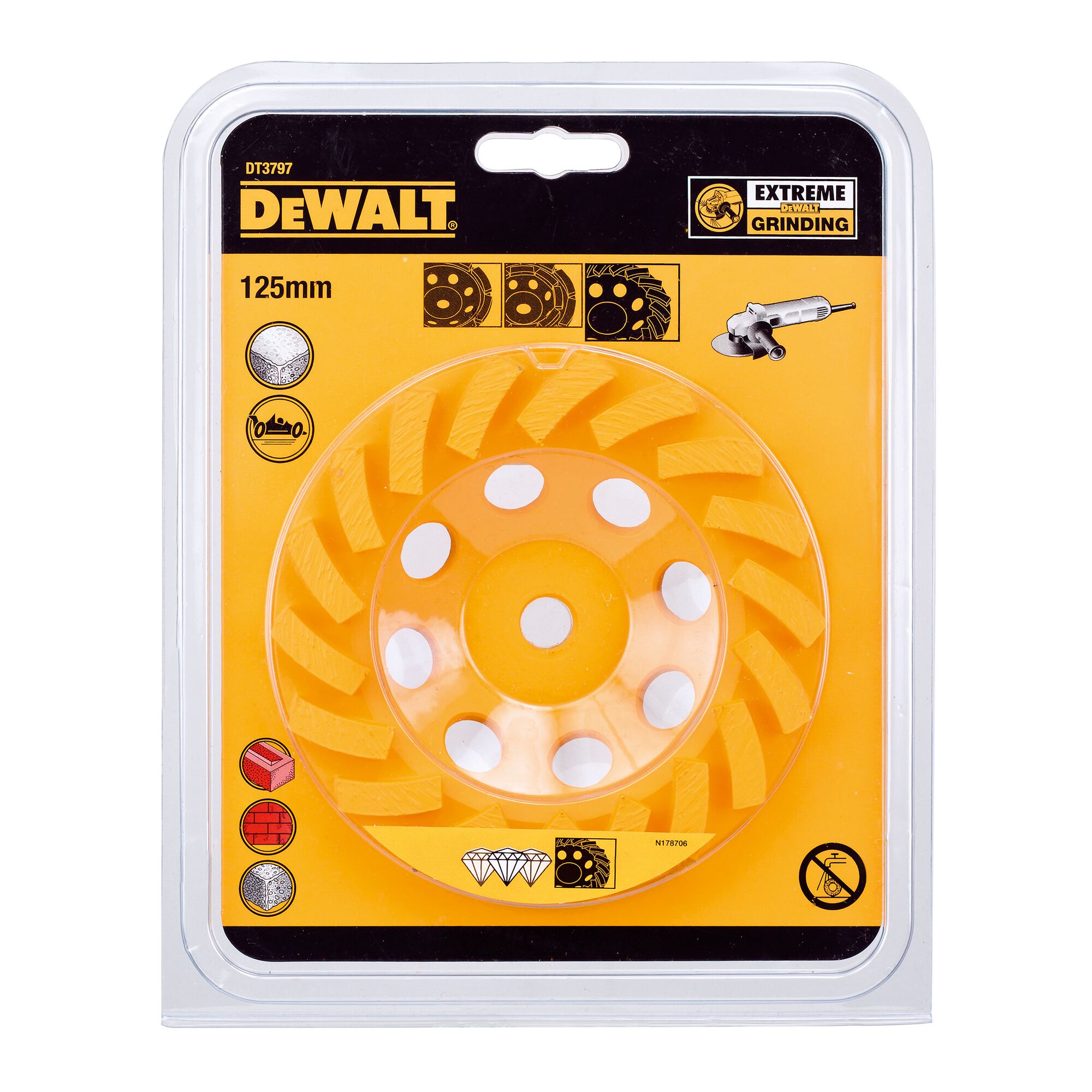 DeWALT DT37 Diamond Grinding Disc, 125mm, 1 in pack