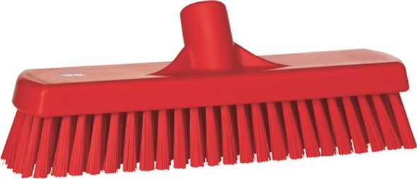 Vikan Broom, Red With Polyester, Polypropylene, Stainless Steel Bristles for Deck washer brush