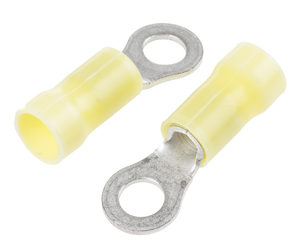 TE Connectivity, PLASTI-GRIP Insulated Crimp Ring Terminal, M5 Stud Size, 2.6mm² to 6.6mm² Wire Size, Yellow