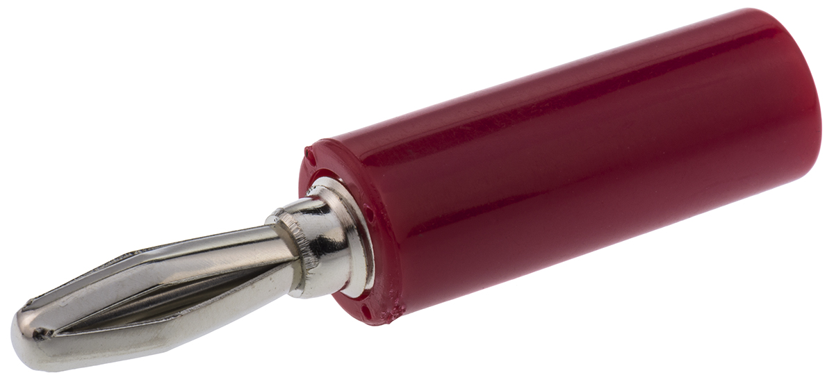 Mueller Electric Red Male Banana Plug, 4 mm Connector, 15A, Nickel Plating
