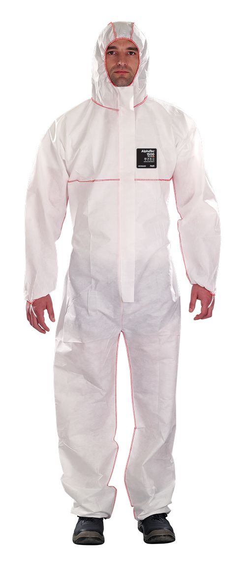 Ansell WR17S-00111-06 White Anti-Static SMS Fabric Protective Hood, Resistant to Light Sprays, Solid Particles