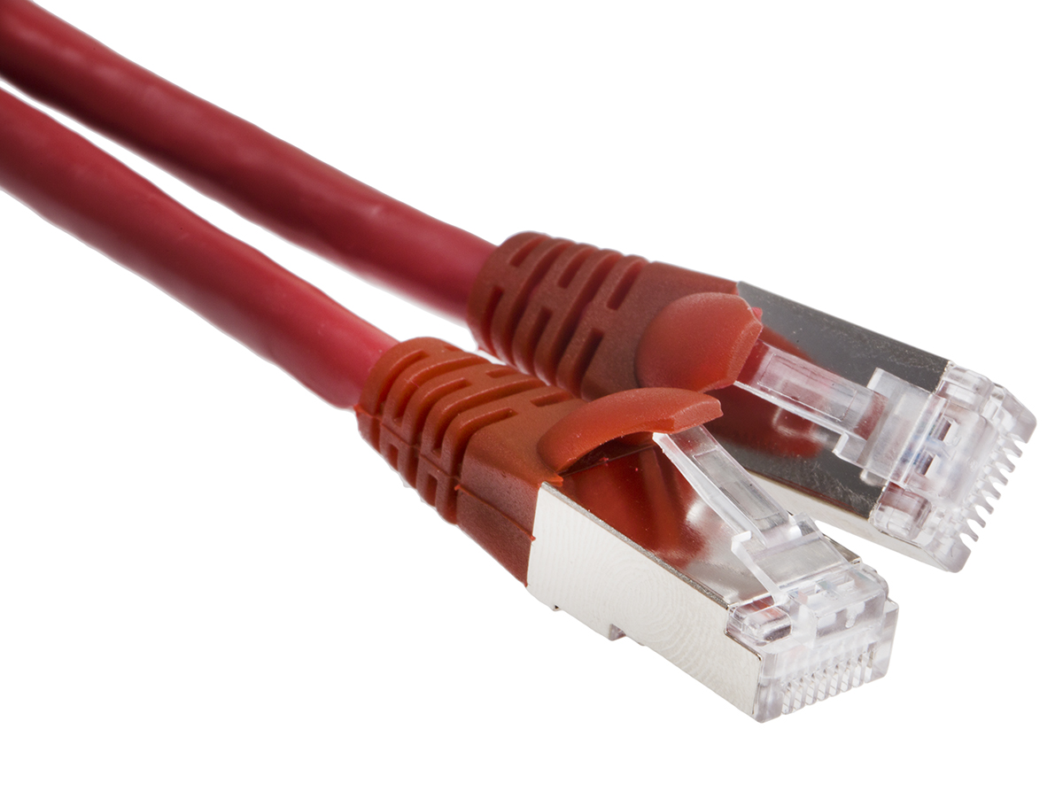 RS PRO, 3m Cat5e, Red RJ45 to Male RJ45 Male, U/UTP Unshielded, Terminated LSZH Sheath