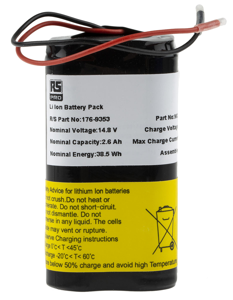 RS PRO 14.4V Lithium-Ion Rechargeable Battery Pack, 2.6Ah - Pack of 1