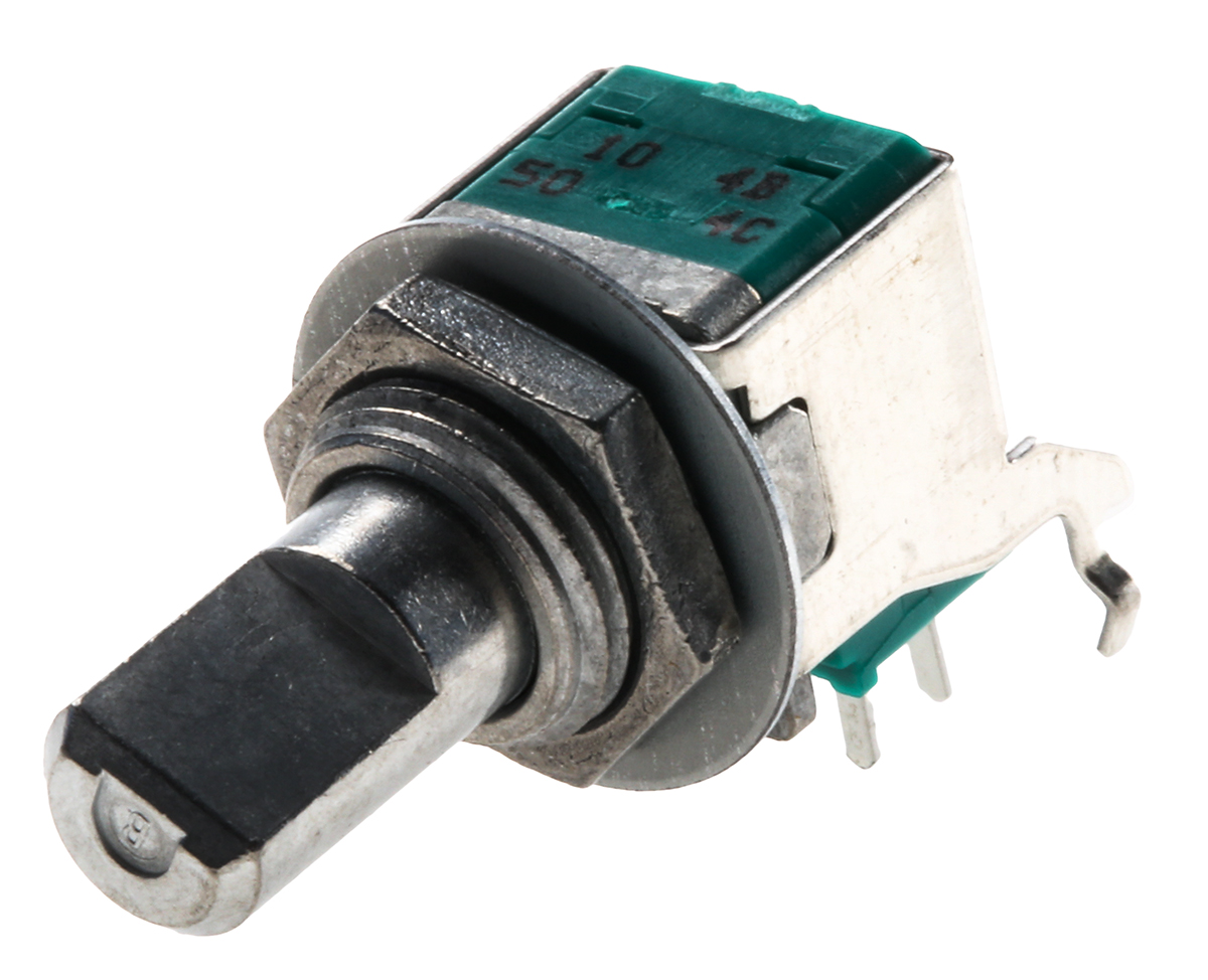 Alps Alpine RK09L 100kΩ Rotary Potentiometer 2-Gang, Panel Mount (Through Hole), RK09L1220A1B
