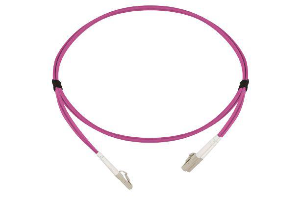 HellermannTyton Connectivity LC to LC Tight Buffer OM4 Multi Mode OM4 Fibre Optic Cable, 3mm, Magenta, 3m