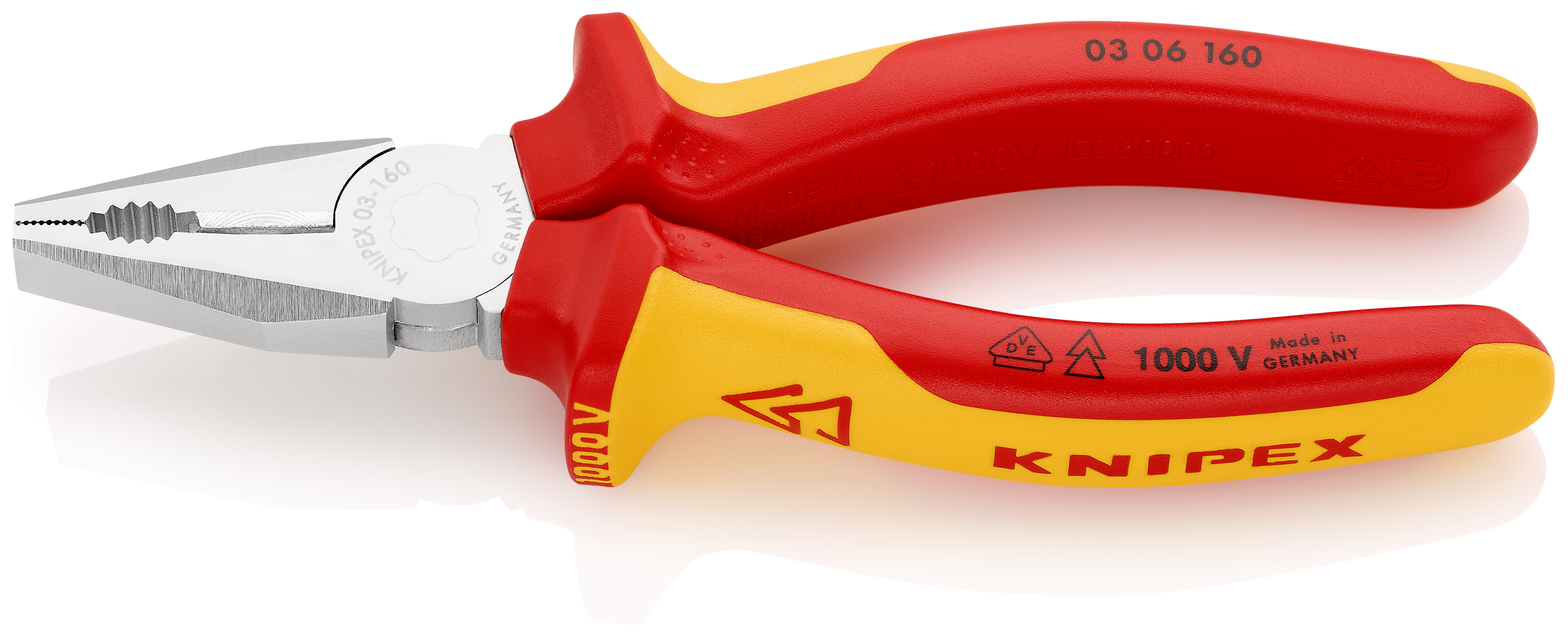 Knipex Combination Pliers, 160 mm Overall, Straight Tip, VDE/1000V