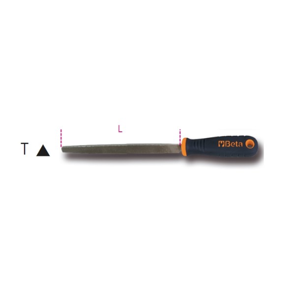 BETA 200mm, Second Cut, Triangular Engineers File With Soft-Grip Handle