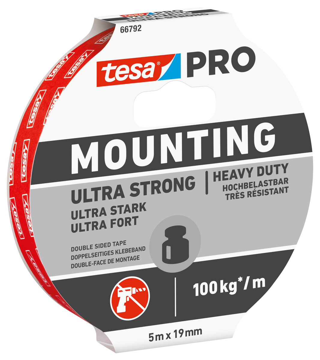 Tesa 66792 White Double Sided Tape, 0.001mm Thick, PE Foam Backing, 19mm x 5m