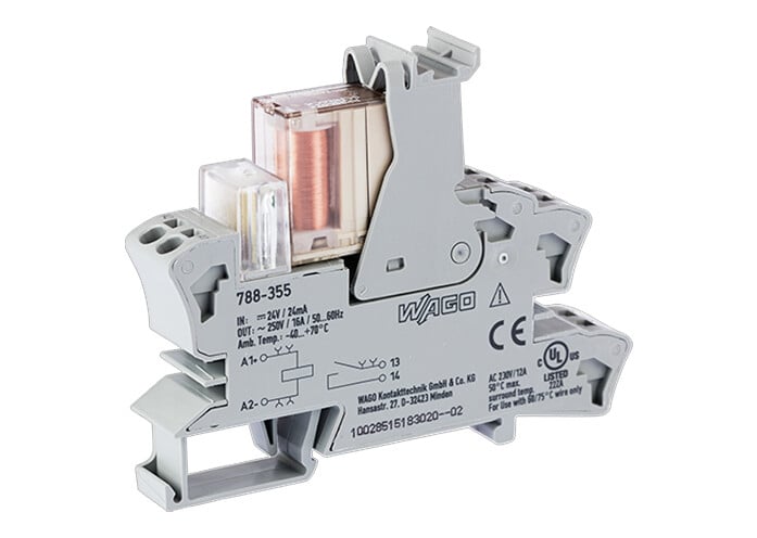 WAGO 788 Series Relay Module, DIN Rail Mount, 24V dc Coil, 1-Pole, 16A Load