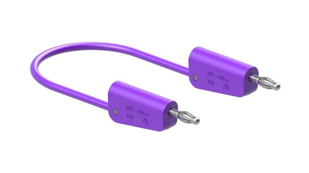 Staubli Test lead, 19A, 30 → 60V, Violet, 100cm Lead Length