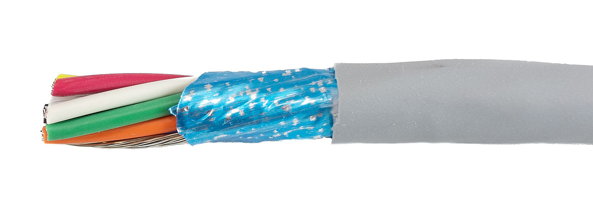 Alpha Wire Ecogen Ecocable Mini Control Cable, 8 Cores, 0.24 mm² 24 AWG, Screened, 30 m, Grey Modified Polyphenylene