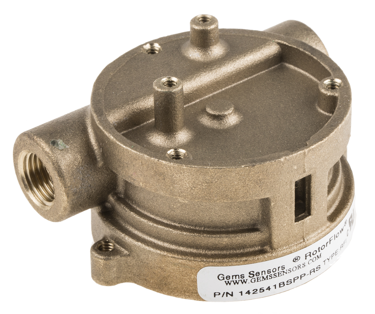 Gems Sensors RFI Series RotorFlow Flow Indicator for Liquid, 2 L/min Min, 20 L/min Max