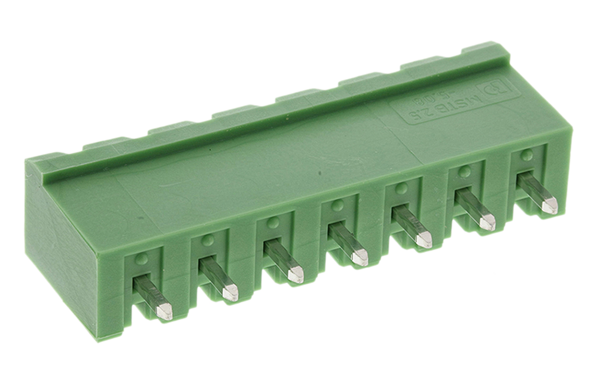 Phoenix Contact, 5.08mm Pitch, MSTBVA 2.5/ 7-G-5.08, 7 Way, , Pluggable Terminal Block, Header, Solder Termination,