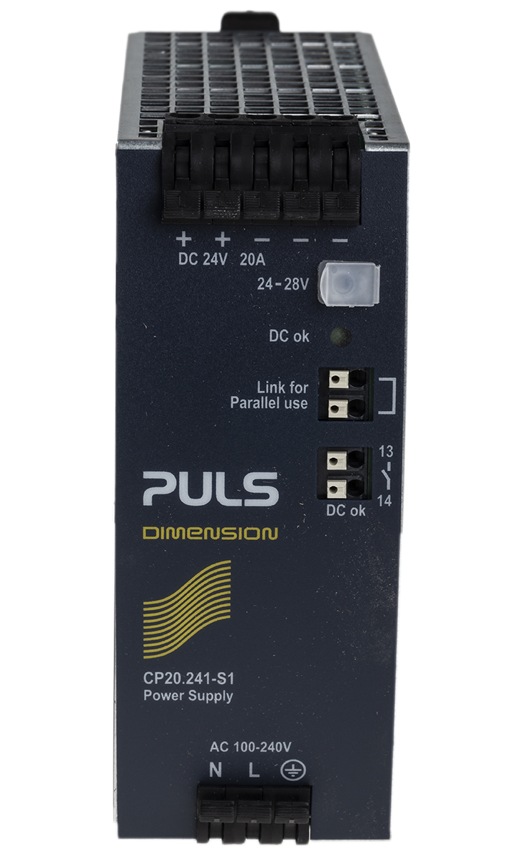 PULS CP DIN Rail Power Supply, 100 → 240V ac ac Input, 24V dc dc Output, 20A Output, 480W