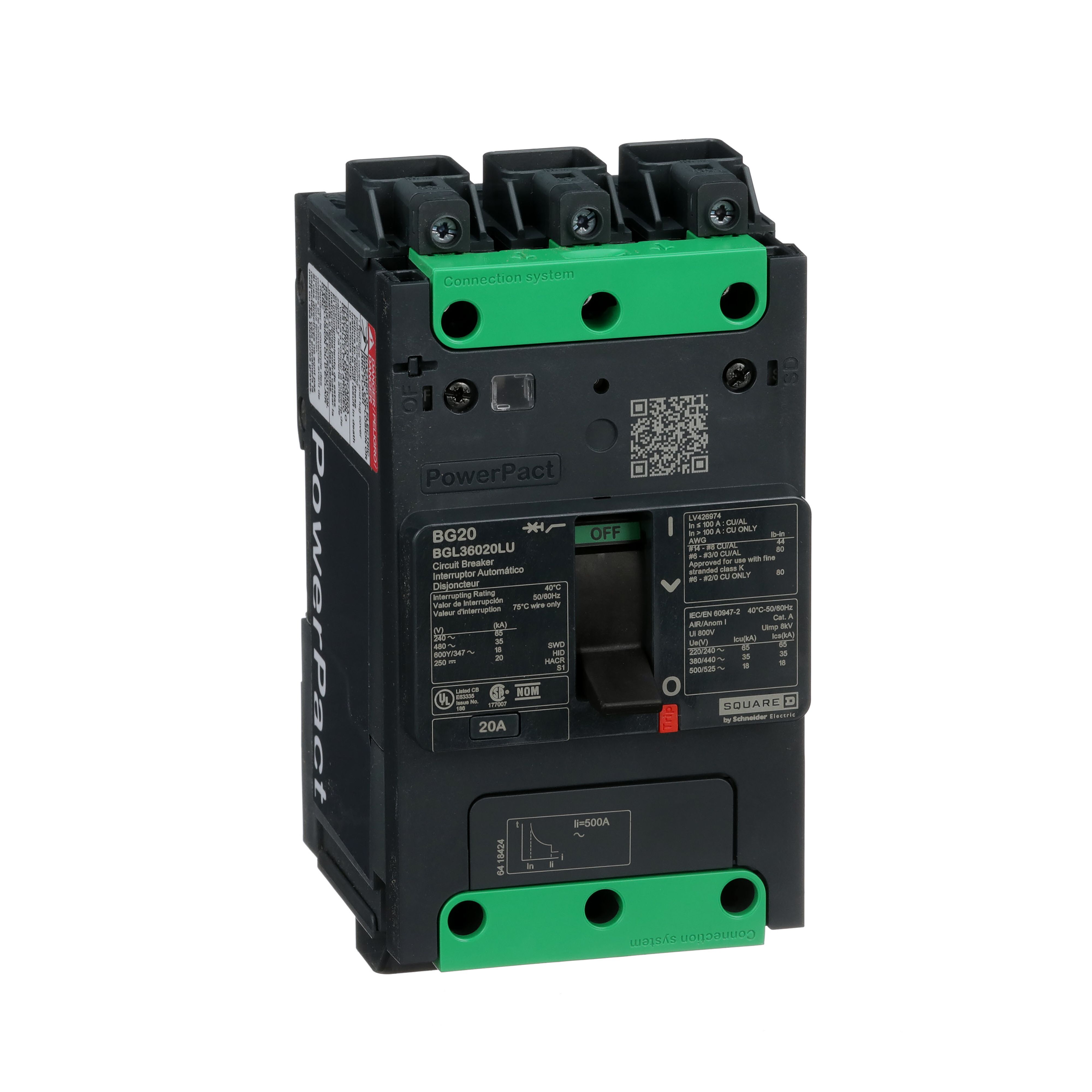 Schneider Electric, PowerPact MCCB Molded Case Circuit Breaker 3P 20A