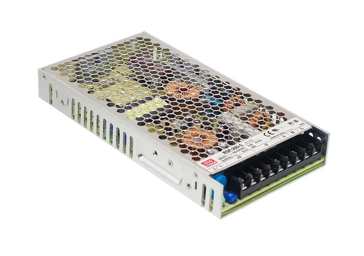 MEAN WELL Switching Power Supply, RSP-200-5, 5V dc, 40A, 200W, 1 Output, 124 → 370 V dc, 88 → 264 V ac