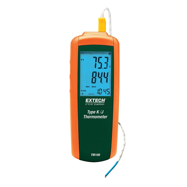 Extech TM100 Handheld Thermometer for Temperature measurement Use, J, K Probe, 1 Input(s), +1372°C Max, ±0.15 % Accuracy