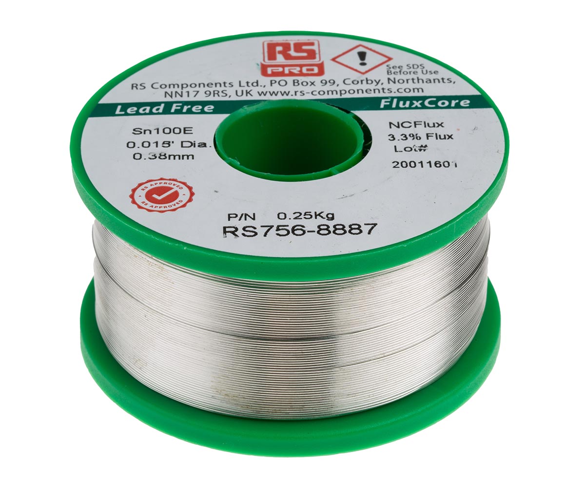 RS PRO Wire, 0.38mm Lead Free Solder, 228°C Melting Point