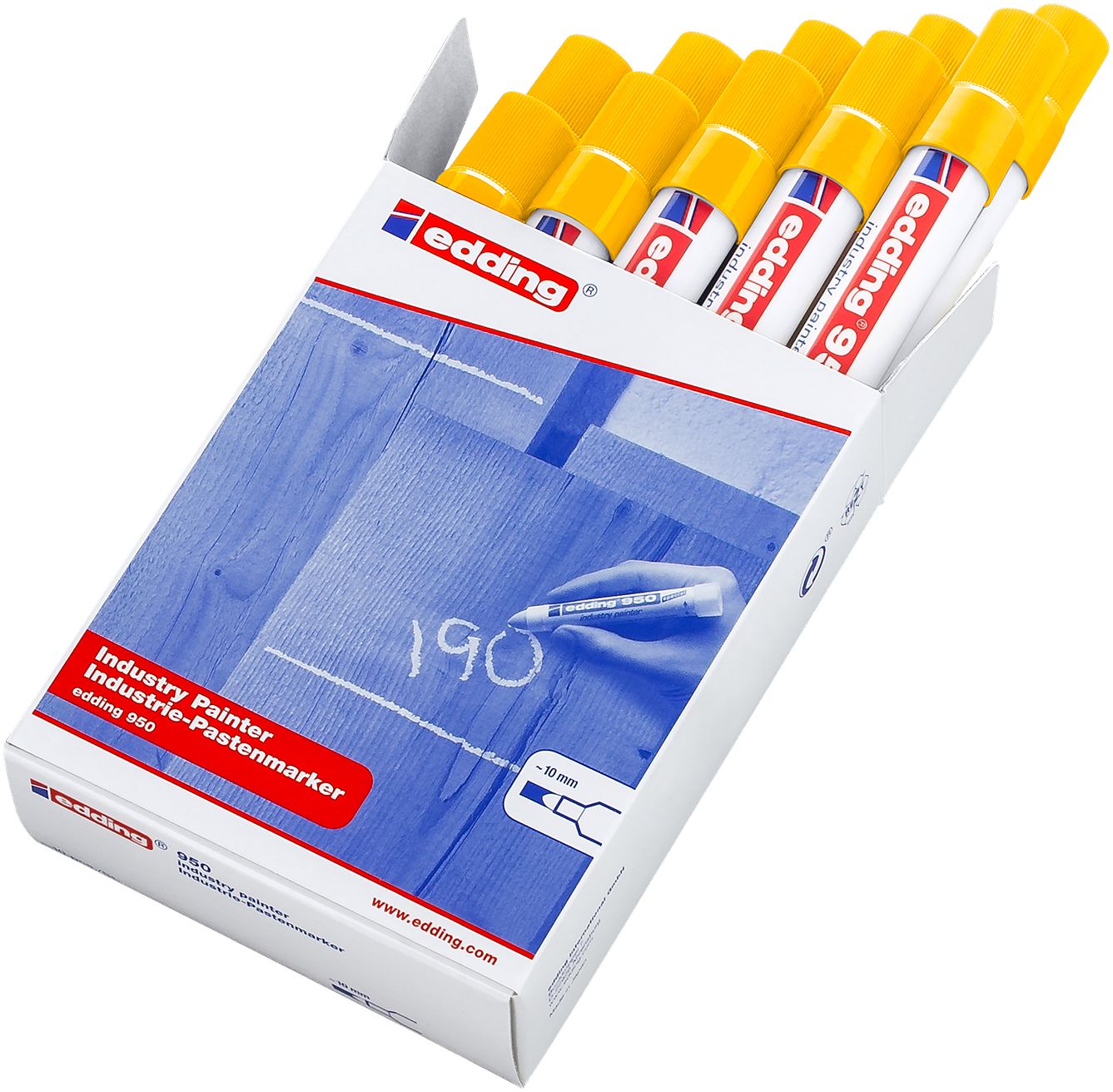 Edding Yellow 10mm Broad Tip Paint Marker Pen for use with Glass, Metal, Plastic, Wood