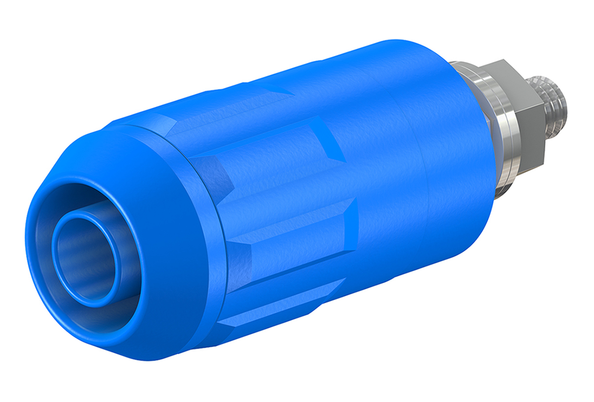 Staubli Blue Female Banana Socket, 4 mm Connector, Bolt Termination, 20A, 1000V, Nickel Plating