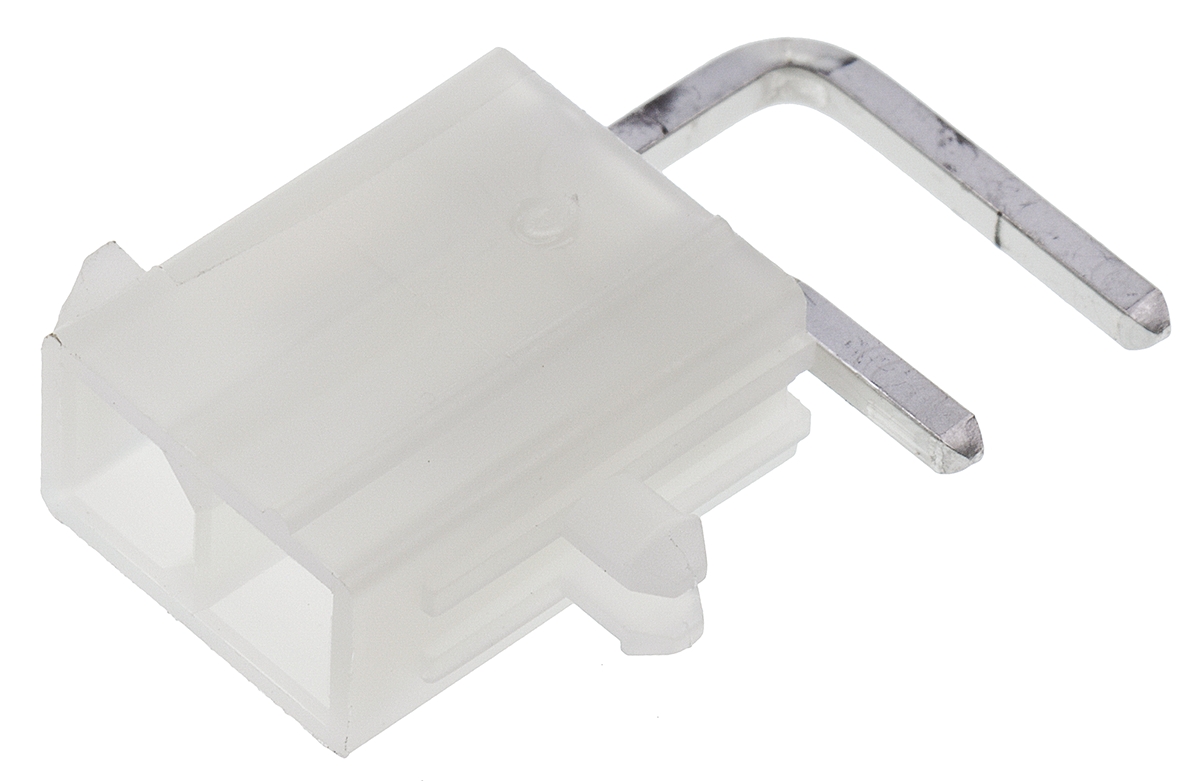 Molex Mini-Fit Jr Series Right Angle Through Hole PCB Header, 2 Contact(s), 4.2 mm Pitch, 2 Row, Shrouded