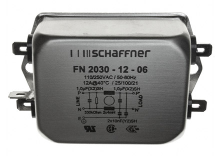 Schaffner, FN2030 12A 250 V ac/dc 400Hz, Chassis Mount EMI Filter, Fast-On, Single Phase